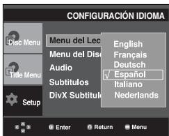 SAMSUNG DVD-P375K - Utilización del idioma del menu del reproductor - 1