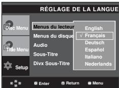 SAMSUNG DVD-P375K - Utilisation de la langue du menu lecteur - 1