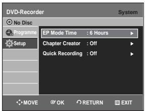 SAMSUNG DVD-R129 - Press the  buttons to select System, then press the OK or  button. System menu will be displayed. - 1
