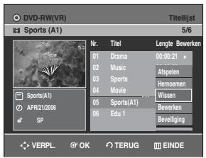 SAMSUNG DVD-R129 - Ga met de ▲▼ toetsen maar een titel die uuit de Titellijst wilt verwijderen en druk verwolgens op de OK of >toets. - 2