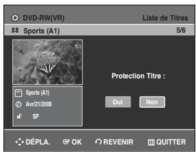 SAMSUNG DVD-R129 - Appuyez sur les boutons ▲▼ pour sélectionner protection, puis appuyez sur le bouton ▷ ou OK. - 2