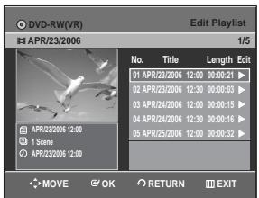 SAMSUNG DVD-R129 - With the DVD Recorder in Stop mode, press the PLAY LIST button. - 1