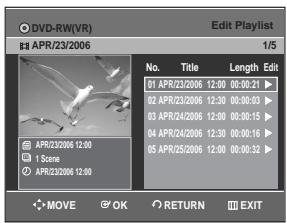 SAMSUNG DVD-R129 - With the DVD Recorder in Stop mode, press the PLAY LIST button. - 1