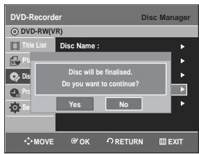 SAMSUNG DVD-R129 - Finalising a disc - 8