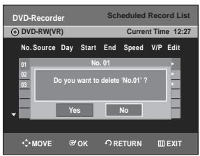 SAMSUNG DVD-R129 - Deleting the Scheduled Record List - 4