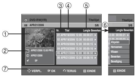 SAMSUNG DVD-R129 - Titellijst - indeling scherm - 1