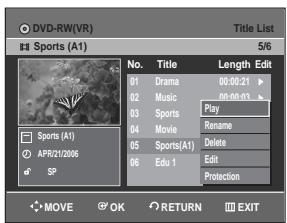 SAMSUNG DVD-R129 - Press the  buttons to select an entry you want to delete in the Title List, then press the OK or  button. - 1