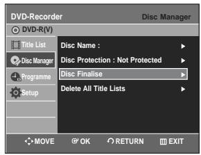 SAMSUNG DVD-R129 - Finalising a disc - 6