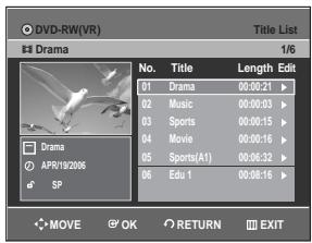 SAMSUNG DVD-R129 - Using the TITLE LIST button - 1