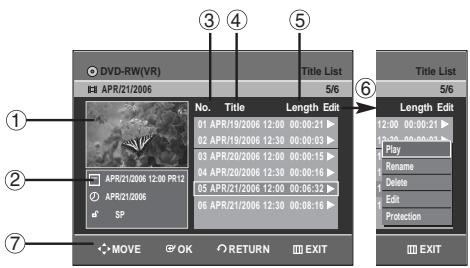SAMSUNG DVD-R129 - Title List Screen Elements - 1