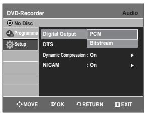 SAMSUNG DVD-R129 - Press the  buttons to select Setup, then press the OK or  button. - 3