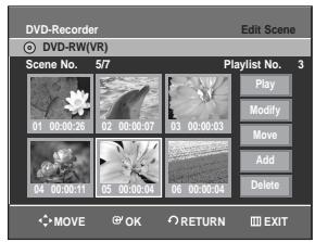 SAMSUNG DVD-R129 - Moving a Scene (Changing the Position of a Scene) - 4