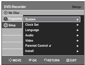 SAMSUNG DVD-R129 - Press the  buttons to select Setup, then press the OK or  button. - 1