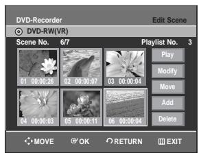SAMSUNG DVD-R129 - Moving a Scene (Changing the Position of a Scene) - 3