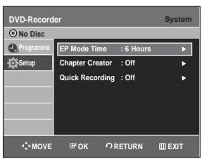 SAMSUNG DVD-R129 - Press the  buttons to select System, then press the OK or  button. System menu will be displayed. - 1