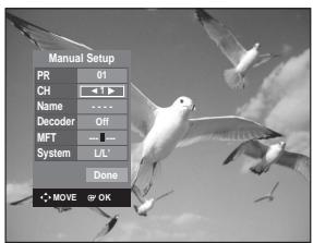 SAMSUNG DVD-R129 - Presetting Channels with the Manual Setup function - 6