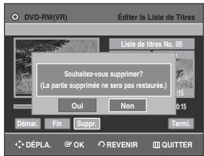 SAMSUNG DVD-R129 - Appuyez sur la touche OK au point de fin. l'image de l'heure du point de fin s'affichent dans la fenêtre point de fin de la suppression de la section. - 2