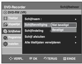 SAMSUNG DVD-R129 - Druk op de ▲▼ toetsen om Schijffbeveiliging te selecteren. Druk verwolgens op de OK of ▷toets. - 1