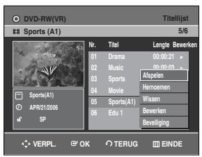 SAMSUNG DVD-R129 - Selecteer met de toetsen een titel uit de Titellijst, die u wilt beveiliging. Druk verwolgens op de OK of toets. - 1