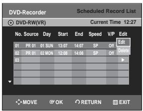 SAMSUNG DVD-R129 - Deleting the Scheduled Record List - 3