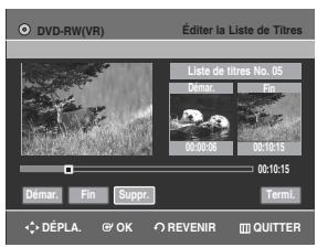 SAMSUNG DVD-R129 - Appuyez sur la touche OK au point de fin. l'image de l'heure du point de fin s'affichent dans la fenêtre point de fin de la suppression de la section. - 1
