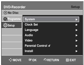 SAMSUNG DVD-R129 - Press the  buttons to select Setup, then press the OK or  button. - 1