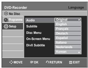 SAMSUNG DVD-R129 - Press the  buttons to select the desired language, then press the OK or button. - 1