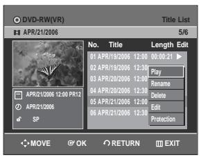 SAMSUNG DVD-R129 - Press the  buttons to select an entry you want to rename from the Title List, then press the OK or  button. - 1
