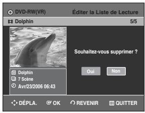 SAMSUNG DVD-R129 - Appuyez sur les touches  pour sélectionner supprimer, puis appuyez sur la touche OK. - 2