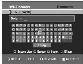 SAMSUNG DVD-R129 - Entrez les caractères désirés à l'aide des touches ▲▼◁▶. - 1