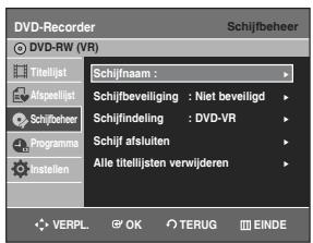 SAMSUNG DVD-R129 - Druk op de ▲▼ toetsen om Schijfbeheer te selecteren en druk verrolgens op de OK of ▷ toets. - 1