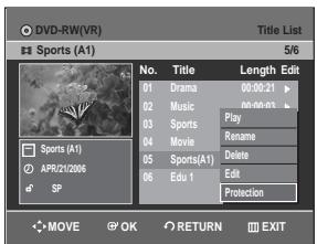 SAMSUNG DVD-R129 - Press the  buttons to select Protection, then press the OK or  button. - 1