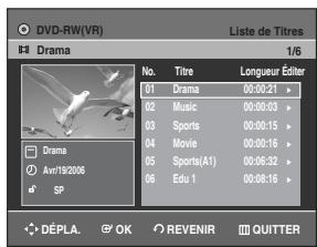 SAMSUNG DVD-R129 - Utilisation de la touche TITLE LIST - 1