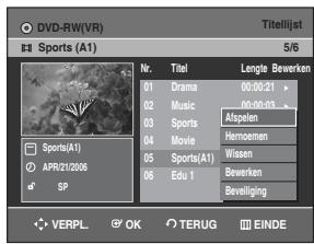 SAMSUNG DVD-R129 - Ga met de ▲▼ toetsen maar een titel die uuit de Titellijst wilt verwijderen en druk verwolgens op de OK of >toets. - 1