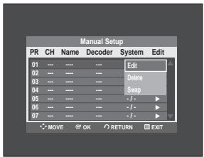 SAMSUNG DVD-R129 - Presetting Channels with the Manual Setup function - 5