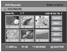SAMSUNG DVD-R129 - Appuyez sur les touches ▲▼ pour sélectionner editor la scène, puis appuyez sur la touche OK. - 2