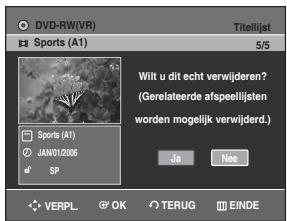 SAMSUNG DVD-R129 - Ga met de ▲▼ toetsen maar een titel die uuit de Titellijst wilt verwijderen en druk verwolgens op de OK of >toets. - 3