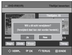 SAMSUNG DVD-R129 - Druk op OK bij Wissen. - 1