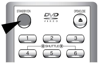 STANDBY/ON DVD VIDEO OPENCLOSE 1 2 3 SHUTTLE# 4 5 6