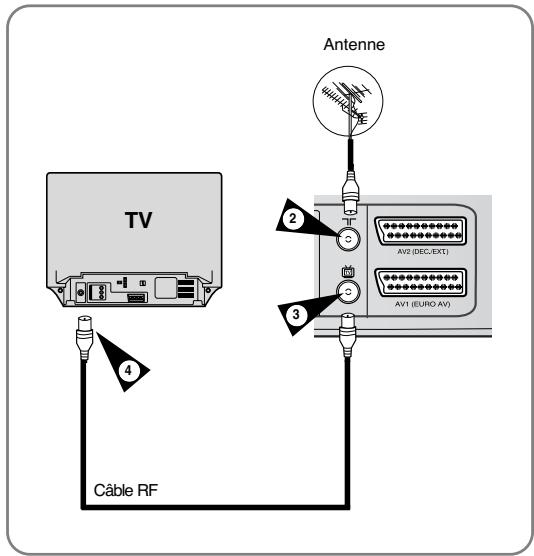 Antenne TV Câble RF 2 3 AV2 (DEC/EXT) AV1 (EURO AV)