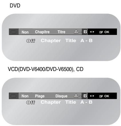 DVD Non Chapitre Titre A - B OK Off Chapter Title A - B VCD(DVD-V6400/DVD-V6500), CD Non Plage Disque A - B OK Off Chapter Title A - B