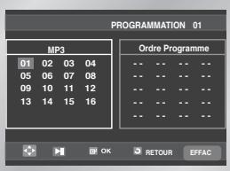 PROGRAMMATION 01 MP3 01 02 03 04 05 06 07 08 09 10 11 12 13 14 15 16 Ordre Programme -- -- -- -- -- -- -- -- -- -- -- -- -- -- -- -- -- -- -- -- -- -- -- -- OK RETOUR EFFAC
