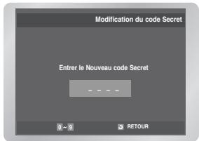 Modification du code Secret Entrer le Nouveau code Secret 0~ 9 RETOUR