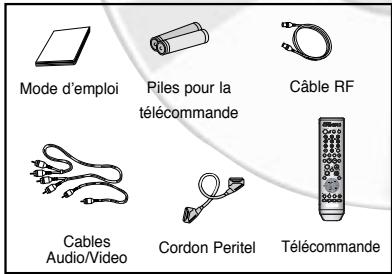 Mode d'emploi Piles pour la télécommande Câble RF Cables Audio/Video Cordon Peritel Télécommande