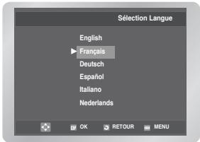Sélection Langue English Français Deutsch Español Italiano Nederlands OK RETOUR MENU