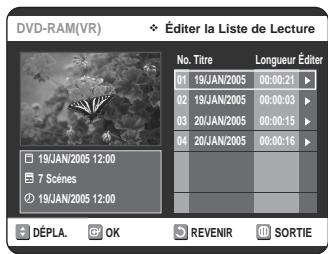 SAMSUNG DVD-VR320P - - Pour revenir au menu Éditer la liste de Lecture - - 1
