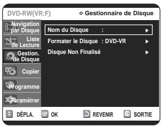 SAMSUNG DVD-VR320P - Appuyez sur les boutons  pour selectionner Gestion. de Disque, puis appuyez sur le bouton OK ou  . - 1