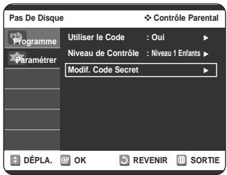 SAMSUNG DVD-VR320P - Changement du code secret - 1