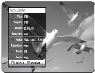 SAMSUNG DVD-VR320P - Sélectionnez Audio en déplaçant la barre de seLECTION à l'aide des touches ▲▼ ▲▶ puis selectionnéz de la même façon la langue souhaïée. - 1