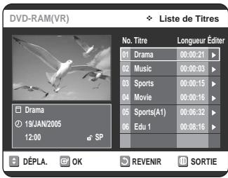 SAMSUNG DVD-VR320P - Appuyez sur la touche TITLE LIST. L'écran Nombre de Titres s'affiche. - 1